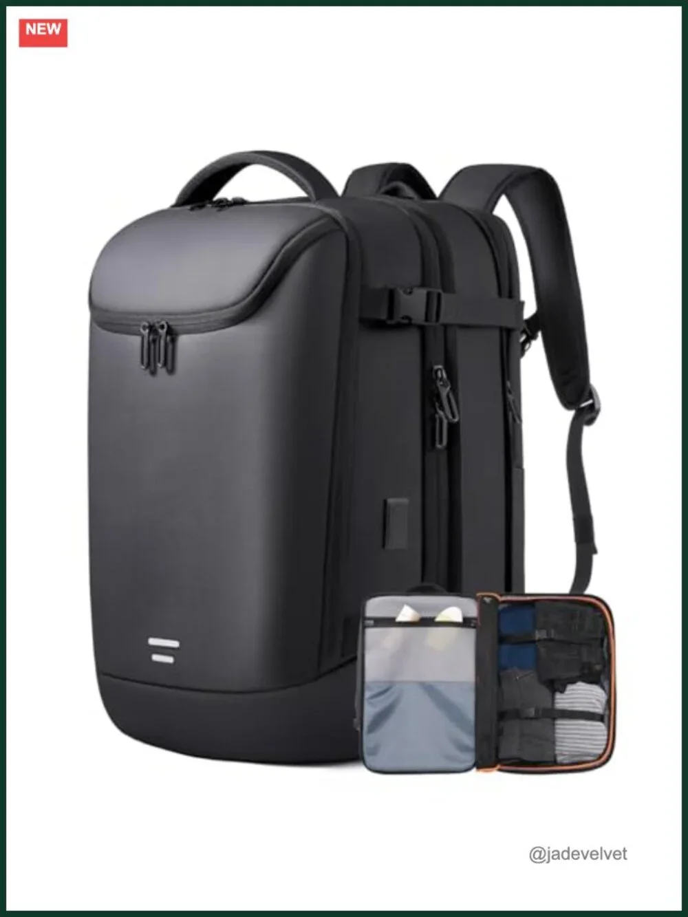 Expandable Travel Backpack 50L USB Charging Port Water Resistant Laptop Bag